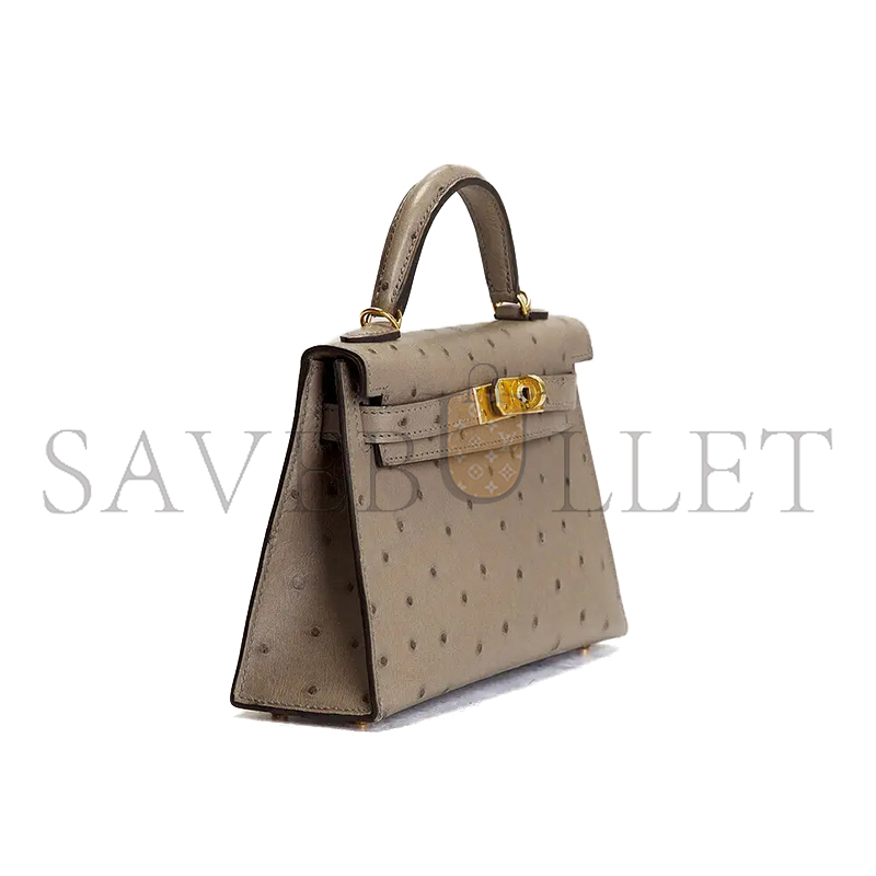 H**mes MASTER MINI KELLY 20 HANDBAG OSTRICH 302025 (19*12*5.5cm)